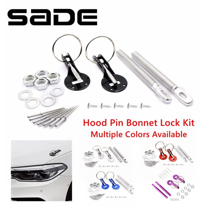 Hood Pin Kit, Universal Bonnet Hood Pins Lock Latch Kit Aluminum Racing Latch Catch Pin Key Locking Kit Car Accessories Replace