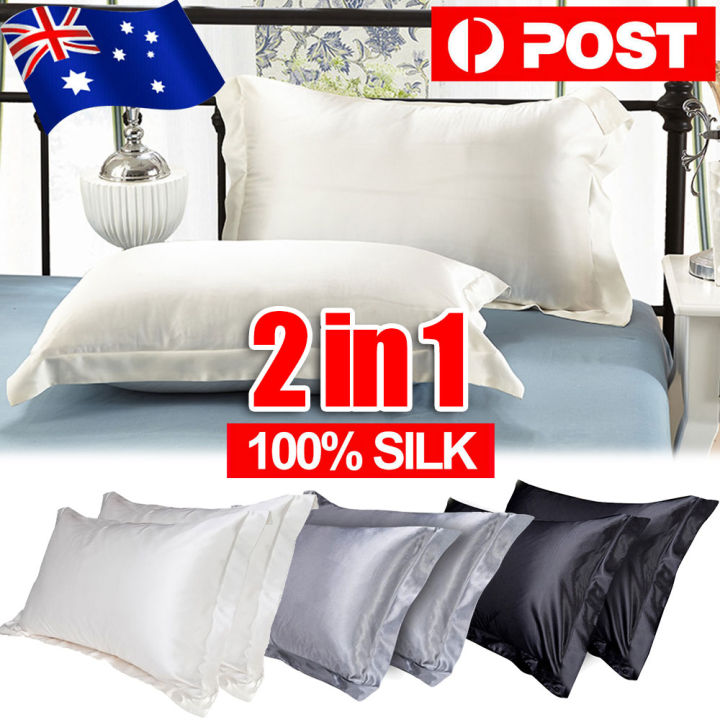 2 Pcs Mulberry Silk Pillow Case 100% Cotton Silk Pillowcase Real Silk Pillowcase Natural Silk Pillowcase