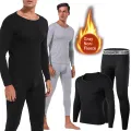 Long Johns Thermal Underwear for Men Fleece Lined Base Layer Set for Cold Weather. 