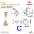 T8 lead 8mm anti backlash spring loaded nut reduces free symptoms of Z axis. 