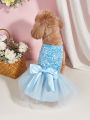 Pet Dress Dog Princess Cloth Sequin Bowknot Puppy Dresses with Tulle Doggie Kitten Costume. 