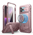 For iPhone 13 Pro Max Full Body Rugged Armor Shockproof Magnetic Case with Camera Cover and Built-in Screen Protector Kickstand. 