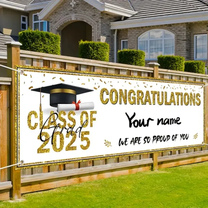 Class of 2025 Graduation Banner - Gold Vinyl Congratulations Banner ...