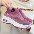 Womens Casual Shoes 2025 New Spring Height Increase Chunky Sneakers Slip On Breathable Walking Shoes Non Slip Thick Sole Flats. 