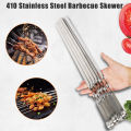 Outdoor Camping Picnic Stainless Steel Barbecue Skewer BBQ Utensil Flat BBQ Fork 6Pcs Wide BBQ Sticks Barbecue Supplies. 