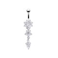 1Pc Stainless Steel Crystal Zircon Belly Button Rings, Piercing Women Navel Fashion Body Jewelries.