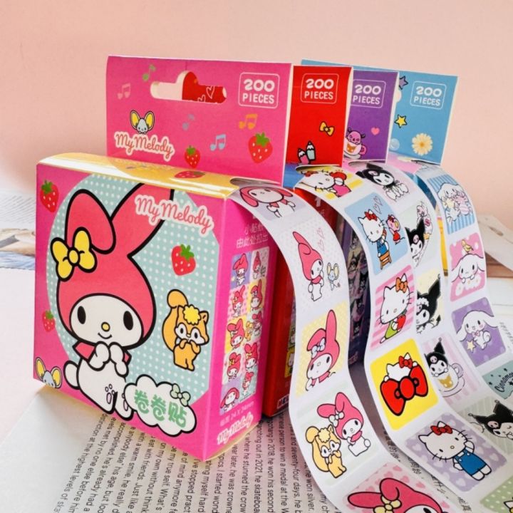 Genuine Sanrio Sticker Tape Set Hello Kitty Kuromi Cinnamoroll Melody ...
