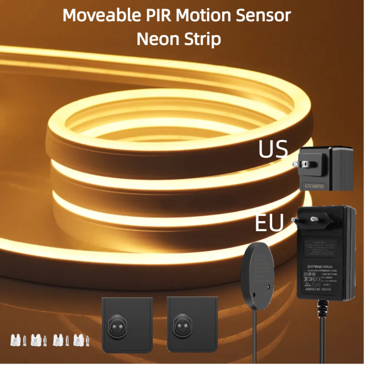 10M 5M Set Neon LED Strip Light DC24V With Wireless Moveable PIR Motion Sensor Switch For Bedroom Corridor Stairs Night Lighting