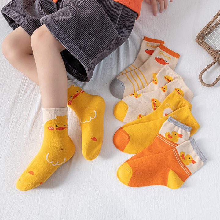 5%20pairs%20of%20autumn%20and%20winter%20children's%20short%20socks%20cute%20yellow%20duck%20cartoon%20breathable%20boys%20and%20girls%20mid%20tube%20socks%20-%20Image%205