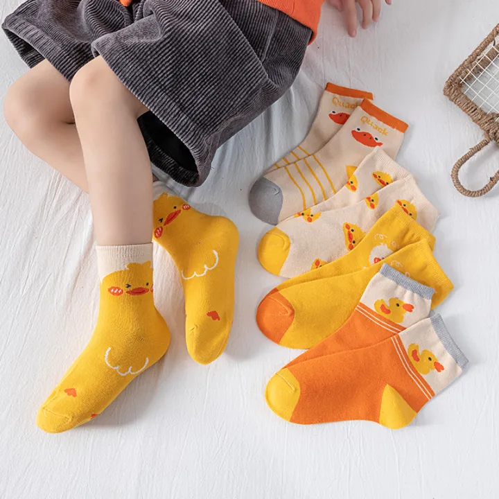 5%20pairs%20of%20autumn%20and%20winter%20children's%20short%20socks%20cute%20yellow%20duck%20cartoon%20breathable%20boys%20and%20girls%20mid%20tube%20socks%20-%20Image%205