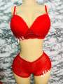 Red Colour Soft Comfortable Premium Net Pushup Foam Bra and Panty Set for Sexy Women Couple.