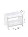 1PC PP Desktop Double Layer Storage Rack Rectangular White Organizing Student Desk Office Cosmetics Stationery. 
