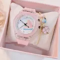 Girls Kids Children Luminous Student Colorful LED Light Women Lady Clock Silica Gel Watermelon Quartz Wrist Watch. 