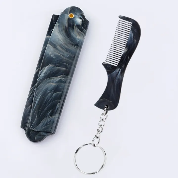 Marble%20Pattern%20Plastic%20Foldable%20Beard%20Mustache%20Comb%20Fine%20Tooth%20Folding%20Hair%20Comb%20Travel%20Portable%20Mini%20Beard%20Comb%20With%20Key%20Chain%20-%20Image%207