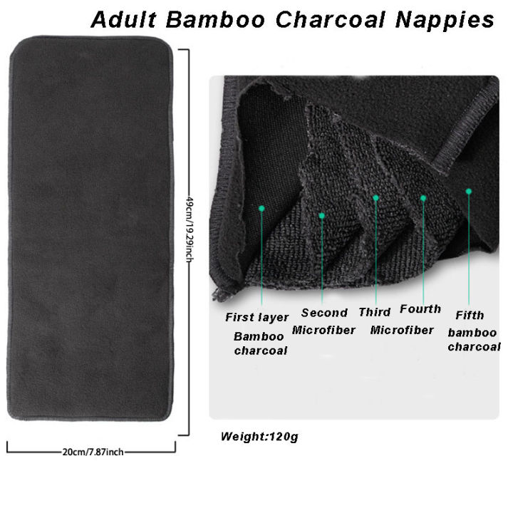 BIAI%201pc/3pcs/5pcs%20Five-layer%20Washable%20Bamboo%20Charcoal%20Diaper%20Resuable%20Adult%20Insert%20Diaper%20Durable%20Breathable%20Old%20Man%20of%20Diapers%20-%20Image%202