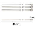 Outdoor Camping Picnic Stainless Steel Barbecue Skewer BBQ Utensil Flat BBQ Fork 6Pcs Wide BBQ Sticks Barbecue Supplies. 