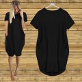 Plus Size Women Short Sleeve O-Neck Loose Casual Dresses.