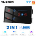 Zigbee WIFI Smart Wall Switch Ceiling Fan Speed Control Tuya Smart Life 4 Gangs Light Switches Power Monitor Touch Glass Alexa. 