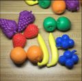 Pack of 10 Artificial Fruits toy Basket Pretend Play for Kids Colorful fruit basket kitchen toy child Learning development Fruits name and color Plastic Fruits. 