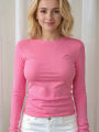 Women T-Shirt Knitted Top White Solid Tees Shirt 2026 Spring Summer Polera Blanca Hot Casual Korean Style Tshirts Top. 