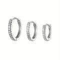 1pair Exquisite Synthetic Zircon Decor Hoop Earrings, Fashion Earrings For Men Women.