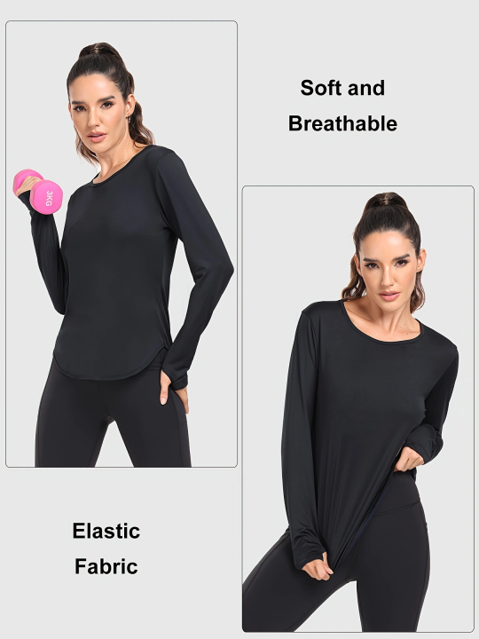 Women%20T-Shirts%20Sun%20Protection%20Sports%20Long%20Sleeves%20UV%20Protection%20Loose%20Breathable%20Running%20Yoga%20Clothes%20Fitness%20-%20Image%202