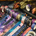 6 rolls of starry sky bronzing pattern washi tape, constellation pattern tape and  wrapping decoration, s for friends. 