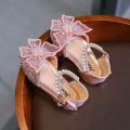 Korean Girls Princess Shoes With Bows Girls' Sandals Sequined Dance Performance Shoes Summer Non-Slip Rubber Comfortable Sandals. 