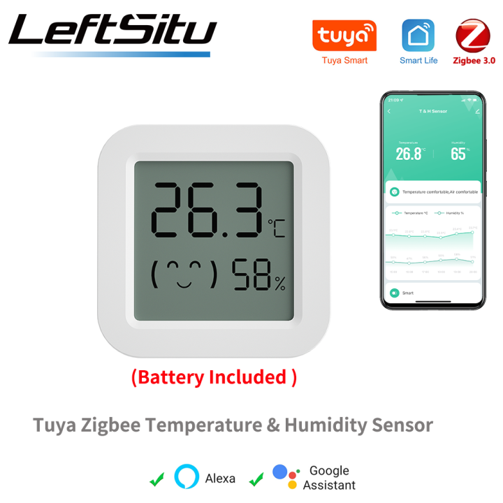 Tuya Zigbee Temperature Humidity Sensor Mini LCD Digital Display APP ...