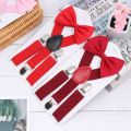 Kids Elastic Suspenders Bow Tie set Matching Tuxedo Suit Unisex Boy Girl Bowtie Wedding Costume Adjustable Y-Back Brace Belt.