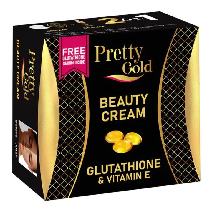 pretty Gold Beauty Cream Glutathione & Vitamin E  Free Glutathione Serum