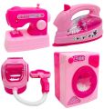 Galaxy Toys Dream 4 in 1 Household Utility Toy Set for Kids | Kitchen Pretend & Play Set for Kids | Washing Machine, Iron, Sewing Machine,Vacuum Cleaner for Girls (Pink). 