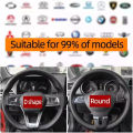 Universal Leather car steering wheel stitched on cover to fit 38cm 14 "DIY sewn breathable and non-slip black. 