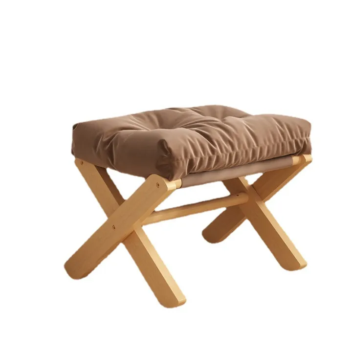 Small Stool Storage Living Room Foldable Sofa Foot Wood Stool Beech Wooden  Low Stool with Soft Breathable Cushion foot pedal
