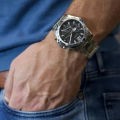 Guess Commander Black Dial Silver Stainless Steel Chronograph Watch For Men- GW0056G1. 