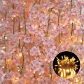 4,6 Pack Pack 11.8Ft Pink Cherry Blossom Flower Garland With 12Ft Lights String Light Hanging Artificial Pink Flower Garland Vines For Bedroom Japanese Cherry Blossom Flowers Decor Spring Floral Garland Decorations For Wedding Garden Arch Wall Home Party.. 