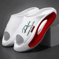 Lightweight EVA men's slide | Black and white cartoon design, exposed toes, comfortable all year round, casual indoor/outdoor us. 