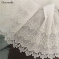 1 Yard Natural Cotton White Lace Multilayer Pleated  Lace Embroidery Edge Trim Ribbon Patches Wedding Dress Fabric Sewing Craft. 