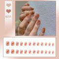 Naiis 24 PCs fake nails with giue short/iong fake nails RT LCE Camellia transparent powder Pearl nail. 