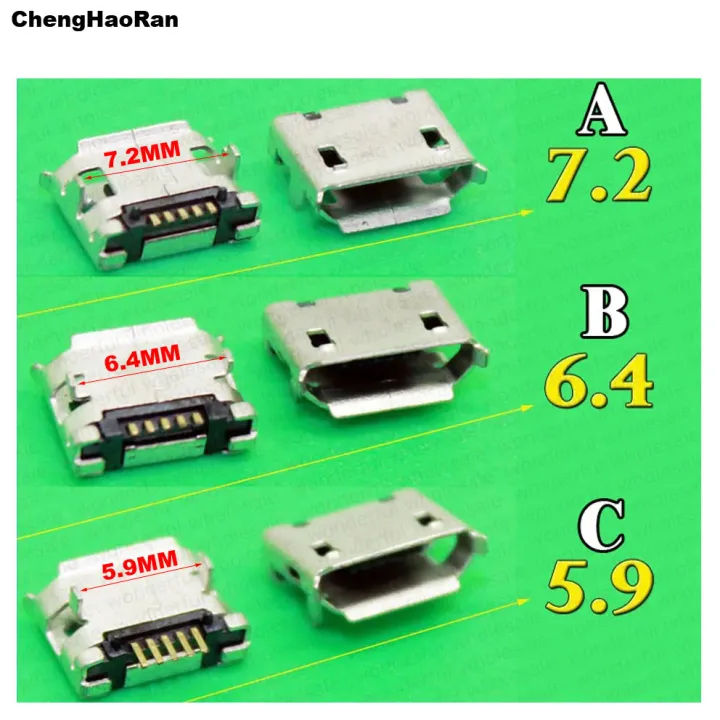 Micro Socket Types 3 TYPES 5.9/6.4/7.2mm 5Pin 5P SMT Micro USB Tail Charging Connector ...