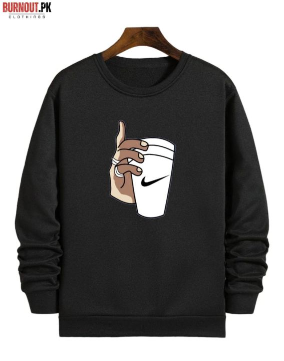 NEW TRENDY PREMIUM QUALITY WINTER COLLECTION PRINTED BLACK SWEAT SHIRT FOR MENS