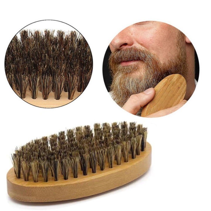 Beard Brush for Men Long Beard Grooming and Shaping, Boar Bristle Beard Comb Natural Bamboo Facial Pocket Brush for Mustache