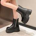 Winter New Elegant Fashionable Casual Short Boots Side Zipper Round Toe Thick Sole Heightening Women's Model Fashion Boots. 