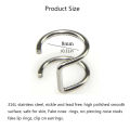 2Pcs 316L Stainless Steel Fake Ear Piercing Jewelry, Clip on Ear Cuffs Fake Lip Ring Non Piercing Labret Rings for Women Men. 