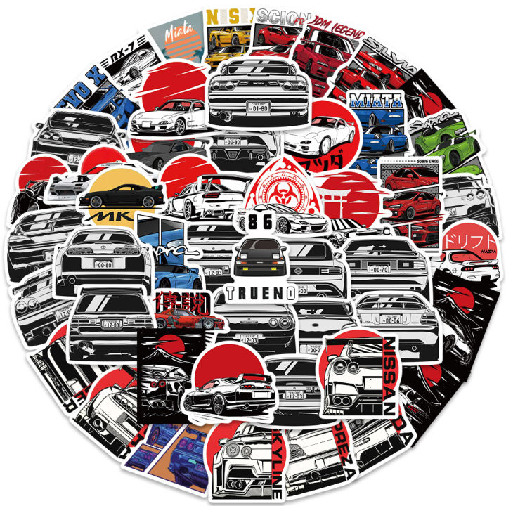 50PCS Japan JDM Racing Car Anime Graffiti Sticker Laptop Motorcycle Car ...