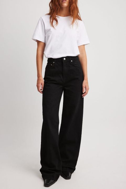 Women's Black High Waist Wide Leg Jeans Black Baggy Jeans