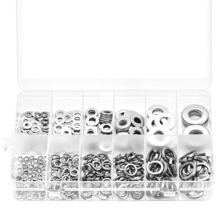 260pcs Lock and Flat Washer Assortment Kit Stainless Steel M3 M4 M5 M6 ...