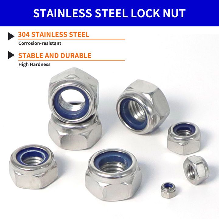 200pcs%20DIN985%20Hex%20Nylon%20Insert%20Self%20Lock%20Nut%20Nylock%20Locknut%20Assortment%20Kit%20Set%20M2%20M2.5%20M3%20M4%20M5%20M6%20M8%20304%20A2-70%20Stainless%20Steel%20-%20Image%203