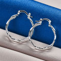 1 Pair 925 Sterling Silver 27mm Multi-Tiered Round Delicate Hoop Earrings for Women Party Gift Accessories Fashion Jewelry.