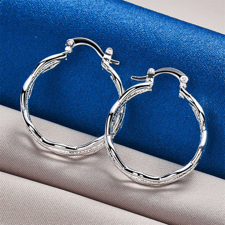 1%20Pair%20925%20Sterling%20Silver%2027mm%20Multi-Tiered%20Round%20Delicate%20Hoop%20Earrings%20for%20Women%20Party%20Gift%20Accessories%20Fashion%20Jewelry%20-%20Image%205